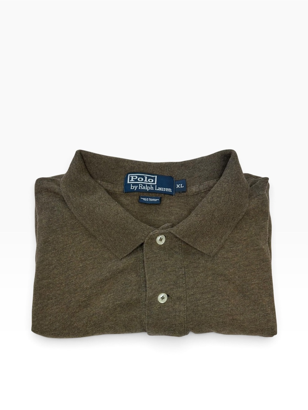 Ralph Lauren Long-Sleeve Polo Shirt in Brown with Red Pony in Sage